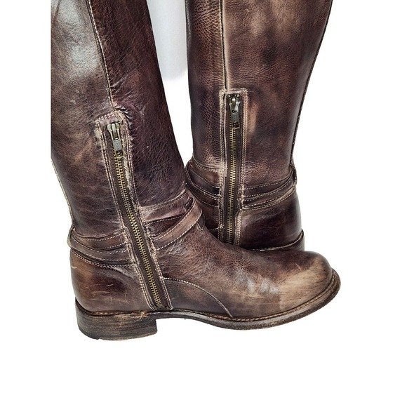 Bed Stu Tall Boot Size 8 Women's Knee High Brown Distressed Leather Bench Made - Picture 3 of 11